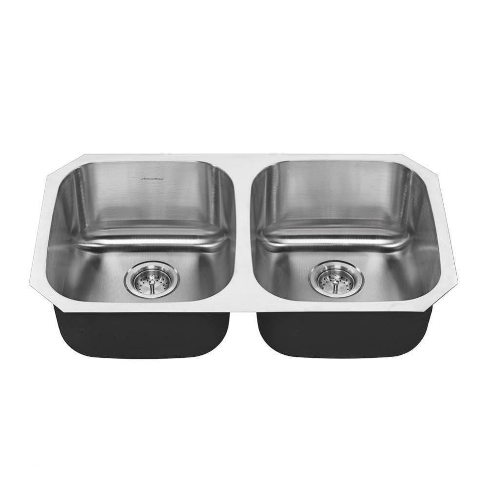 Portsmouth 32 x 18-Inch Stainless Steel Undermount Double Bowl Kitchen Sink