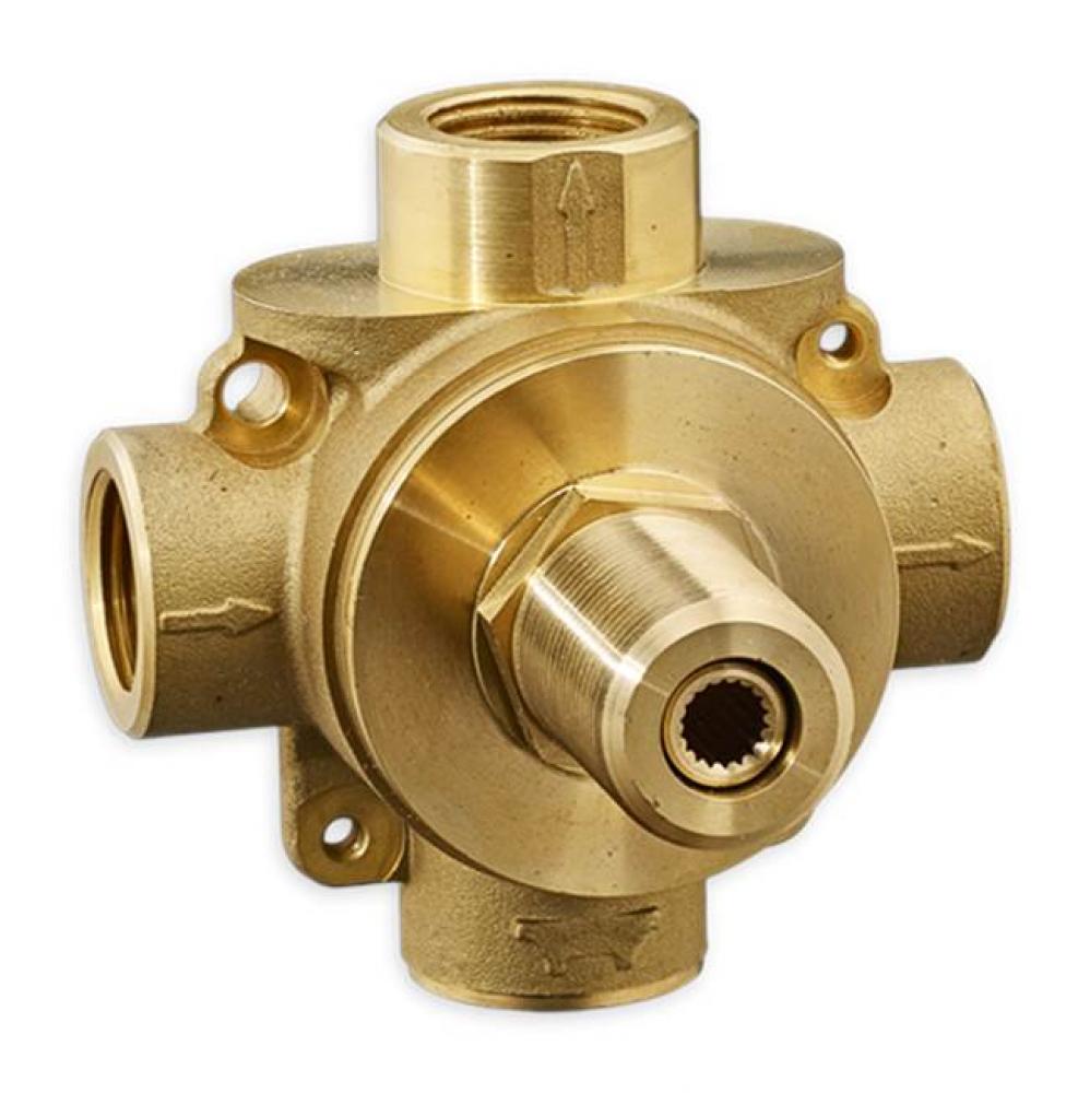 3-Way In-Wall Diverter Rough-In Valve With 3 Discrete/3 Shared Functions