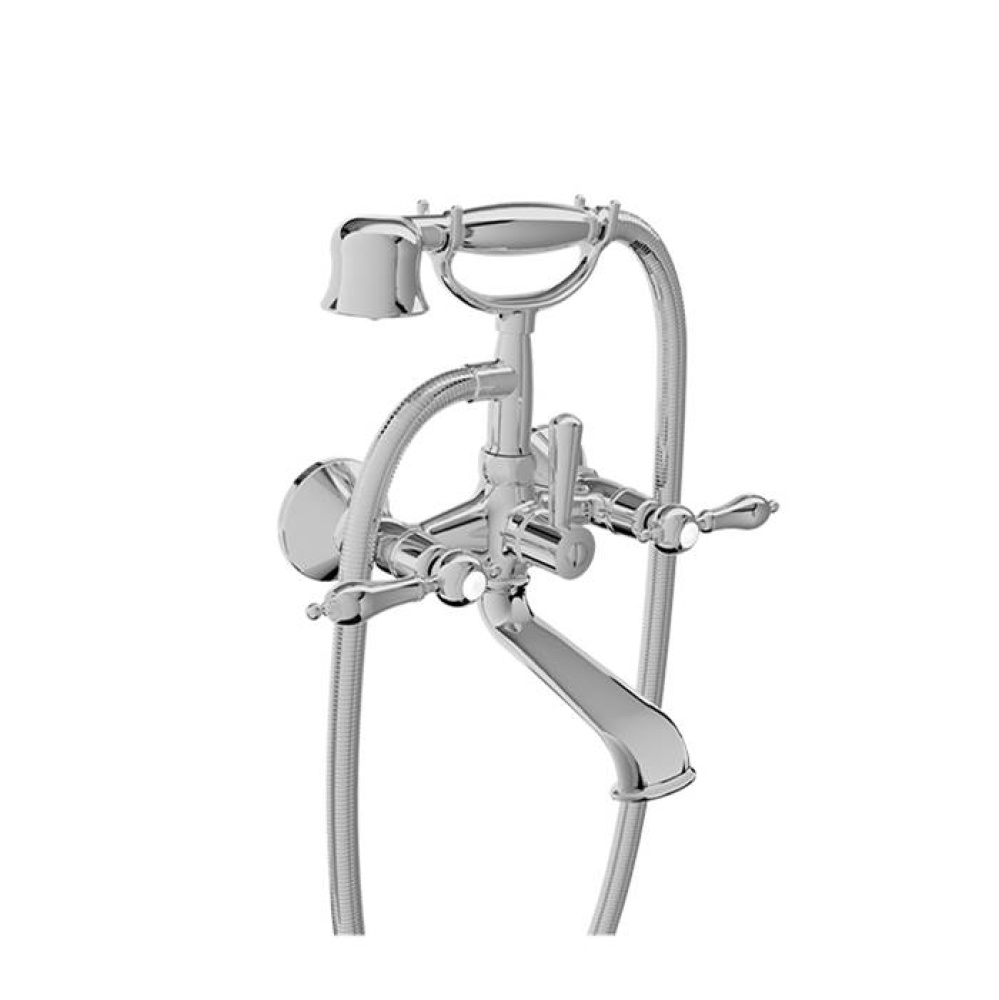 Exposed tub-shower mixer with hand shower