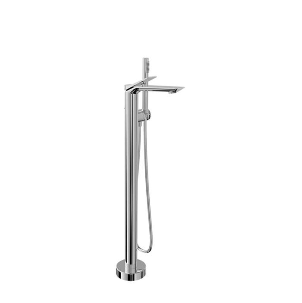 Floor-mounted tub filler with hand shower