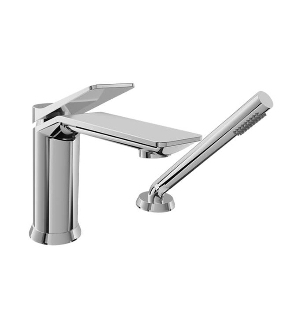 2-piece deck mount tub filler with hand shower