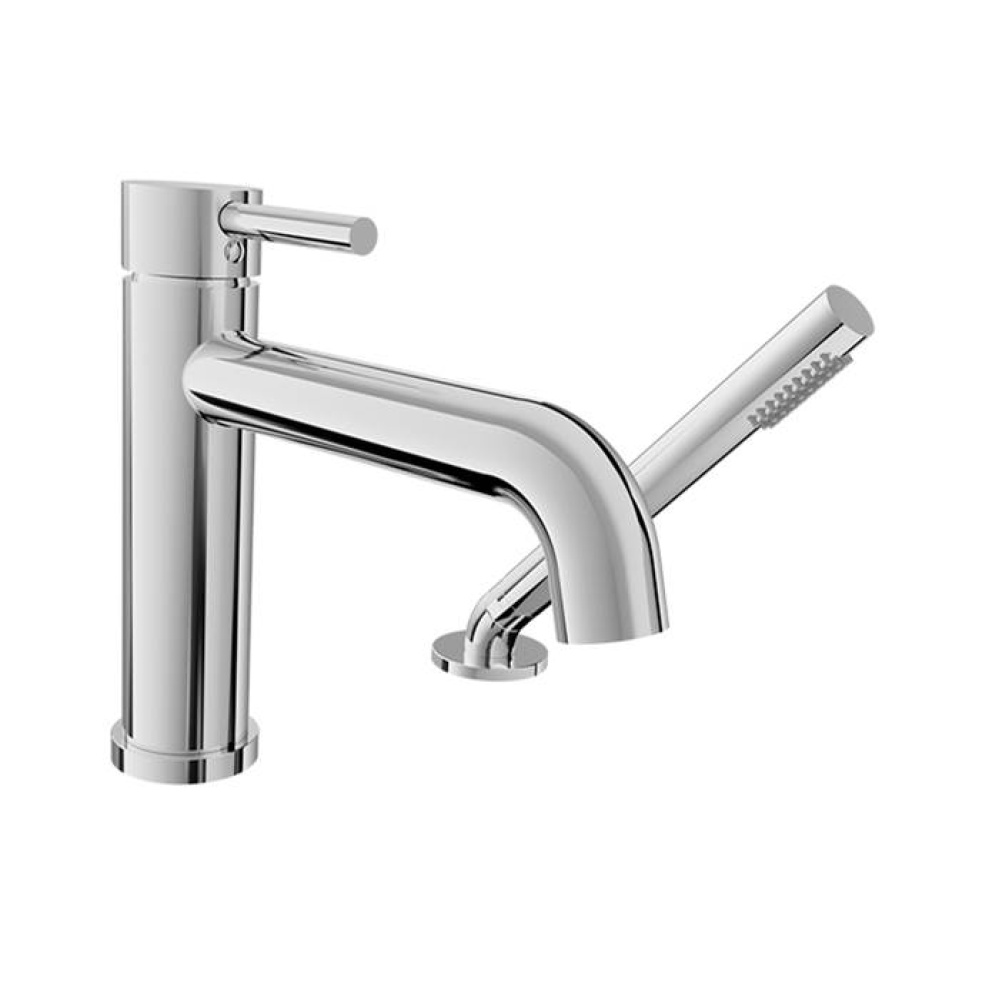 2-piece deck mount tub filler with hand shower