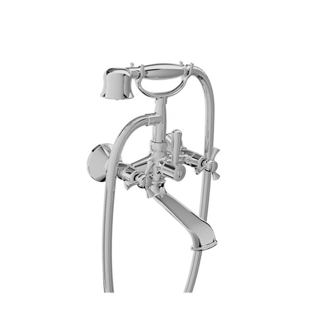 Exposed tub-shower mixer with hand shower