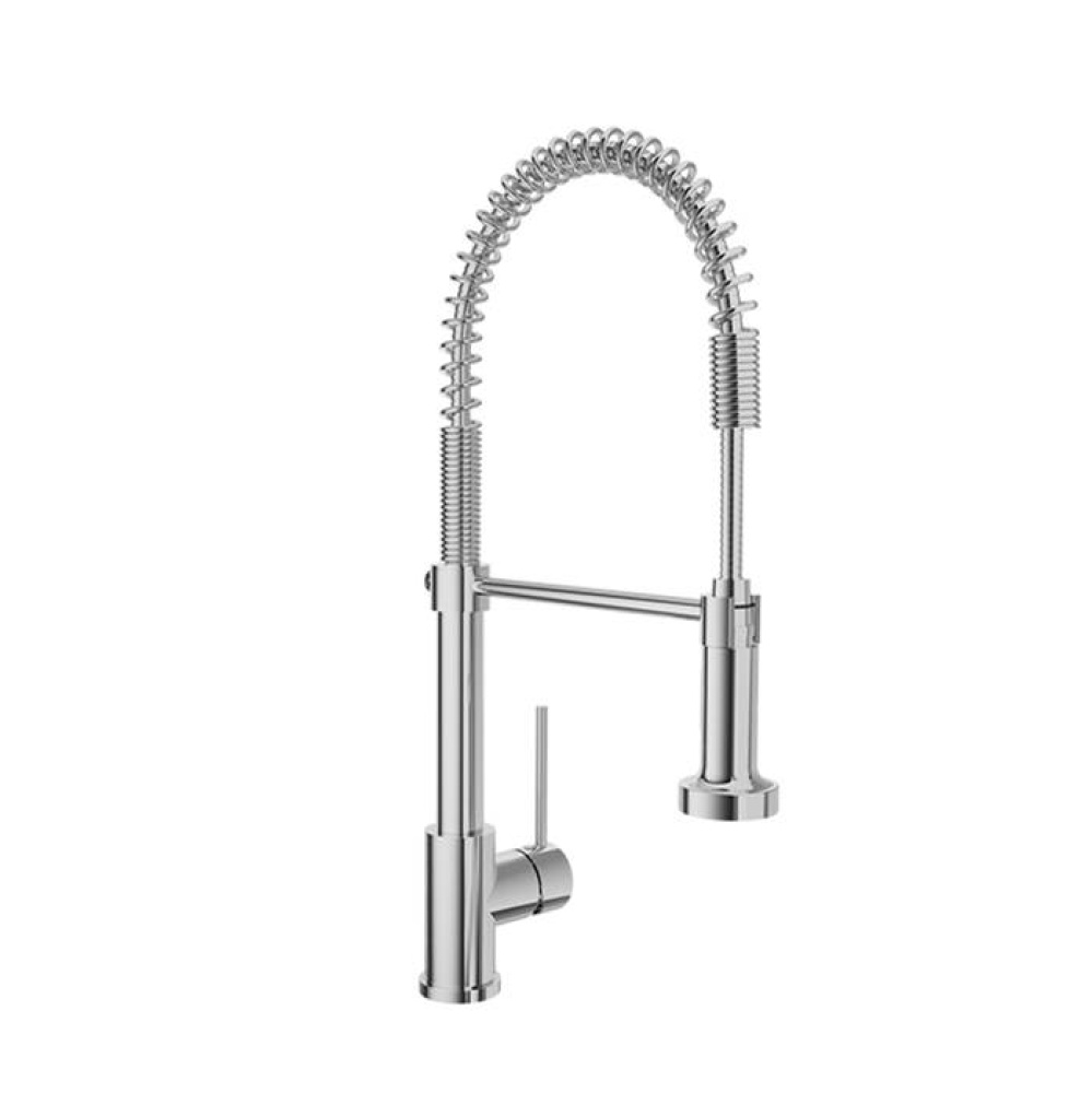 Industrial style single hole kitchen faucet with 2-function spray
