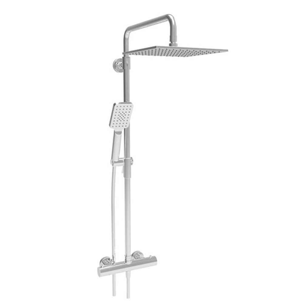 Complete thermostatic shower kit on pillar (non-shared ports)