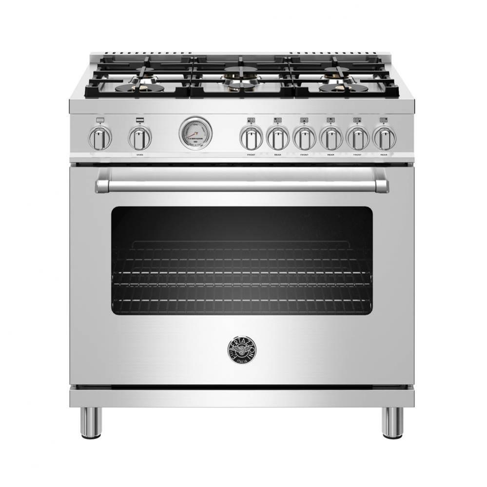 Master Series Range, Gas Oven, 6 Brass Burners, 36''