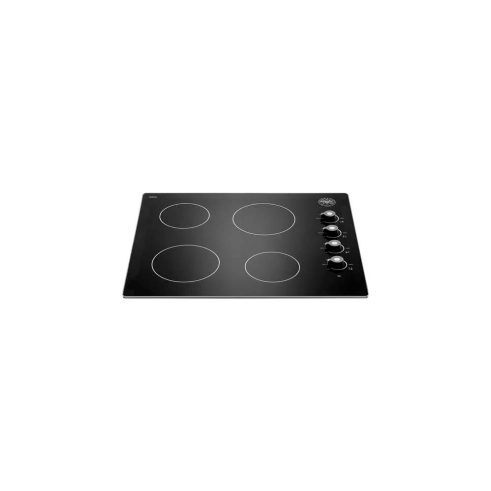 24'' Ceran Electric Cooktop, 4 Heating Zones; Push & Turn Black Knobs