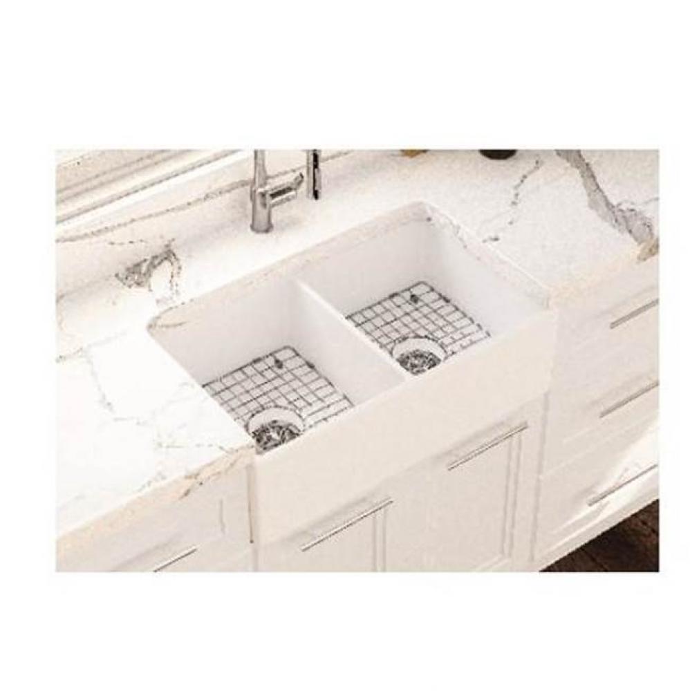 Ramsay Double Fireclay Kitchen Sink, 33'', Matte Black