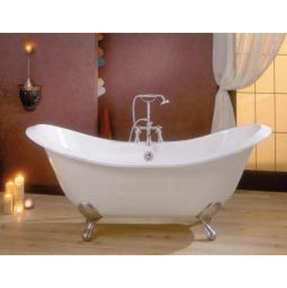 Regency Tub, 72'', White In, Custom Out, 6'' Drill, Polished Brass Feet