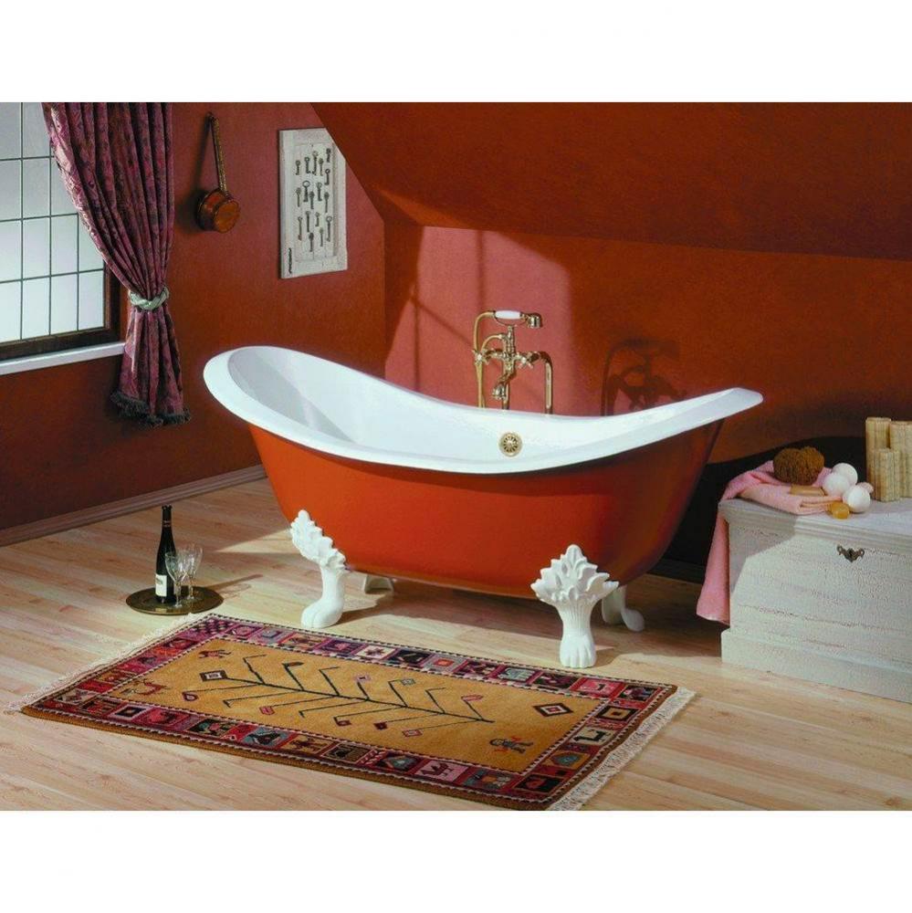 Regency Tub, 72'', White In, Custom Out, Flat, White Lion Feet