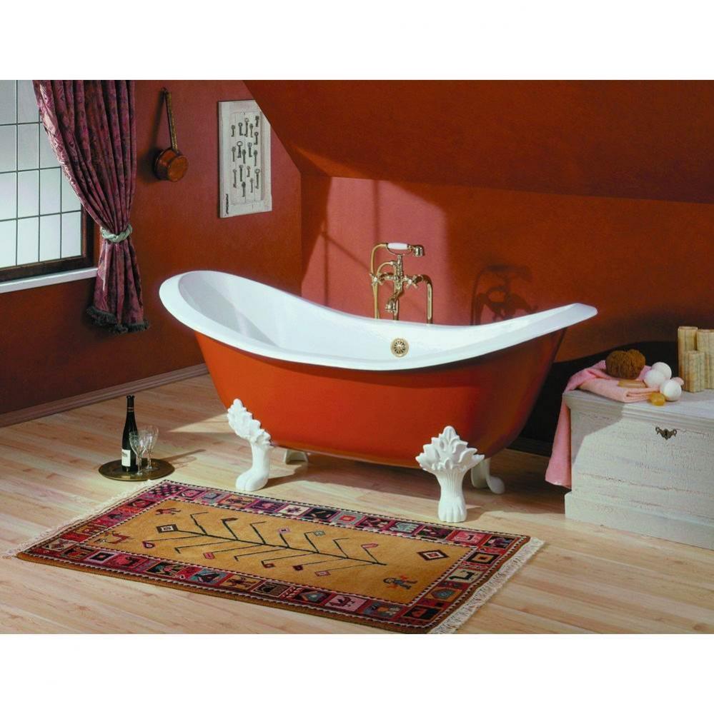 Regency Tub, 72'', White In, Custom Out, 7'' Drill, Polished Brass Lion Feet