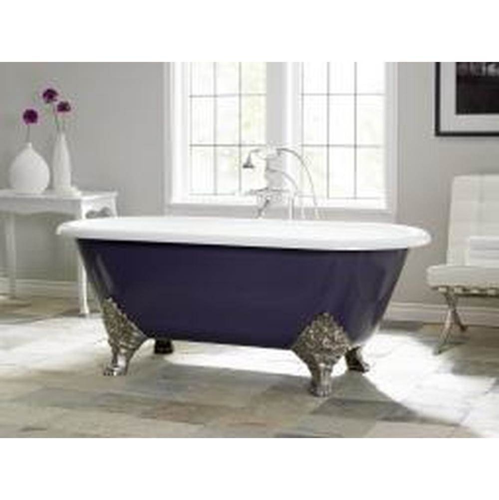 Carlton Tub, White, Flat, Polished Nickel Feet