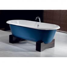 Cheviot Products Canada 2128-BB-7-DB - REGAL Cast Iron Bathtub with Wooden Base and Faucet Holes