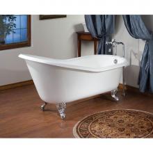 Cheviot Products Canada 2146-WC-6-PN - Slipper Tub, 54'', White In, Custom Out, 6'' Drill, Polished Nickel Feet