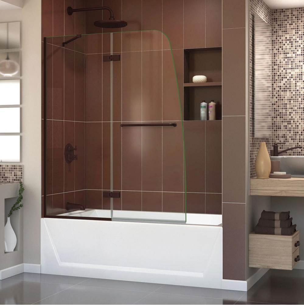 DreamLine Aqua Ultra 48 in. W x 58 in. H Frameless Hinged Tub Door in Oil Rubbed Bronze