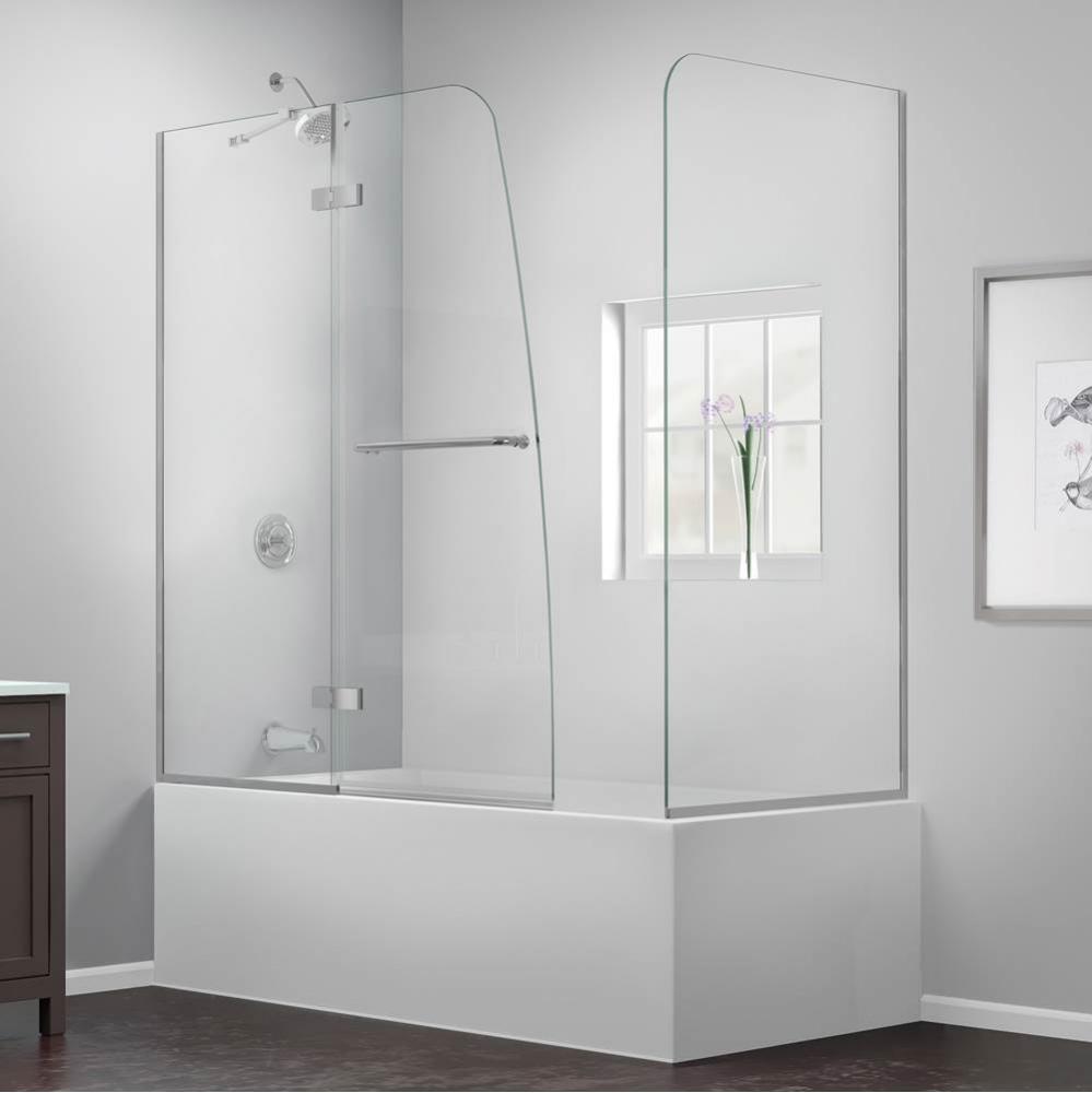 DreamLine Aqua Ultra 57-60 in. W x 30 in. D x 58 in. H Frameless Hinged Tub Door with Return Panel