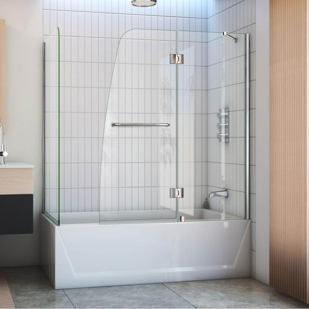 DreamLine Aqua 56-60 in. W x 30 in. D x 58 in. H Frameless Hinged Tub Door with 30 in. Return Pane