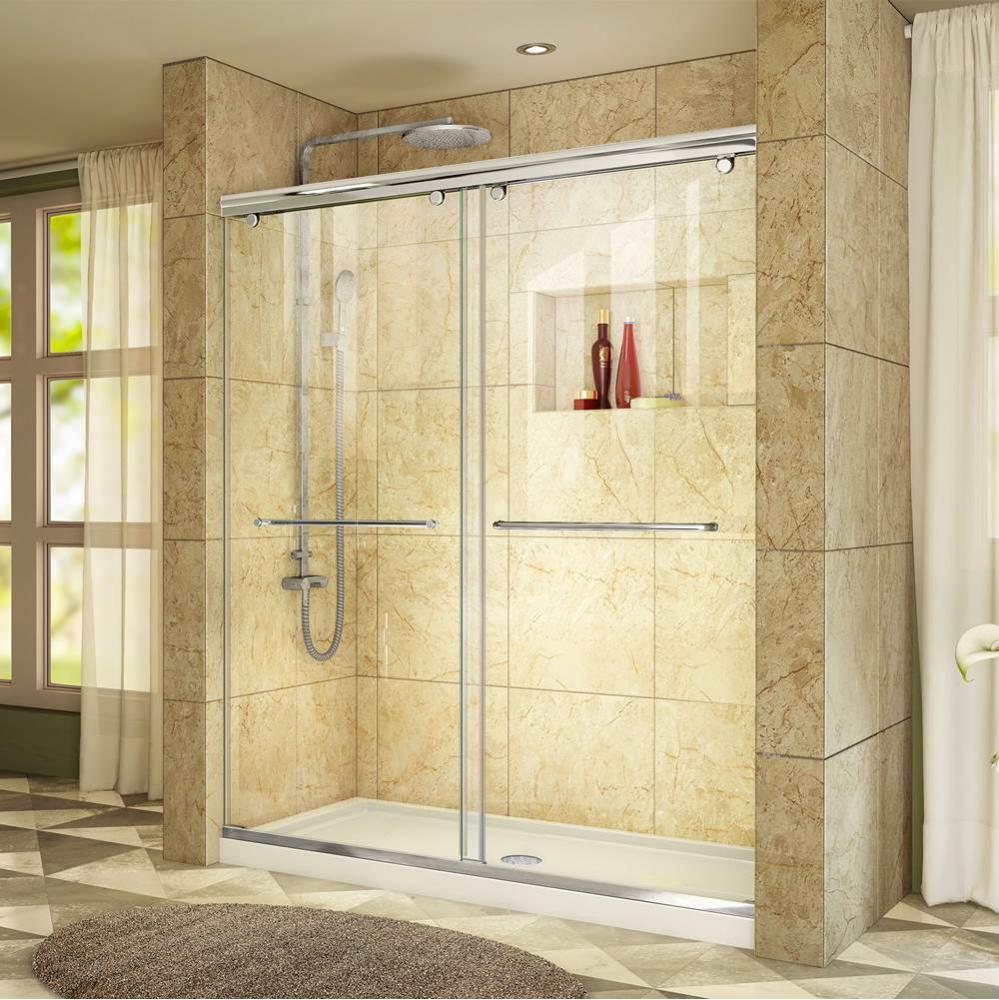 DreamLine Charisma 32 in. D x 60 in. W x 78 3/4 in. H Bypass Shower Door in Chrome with Center Dra