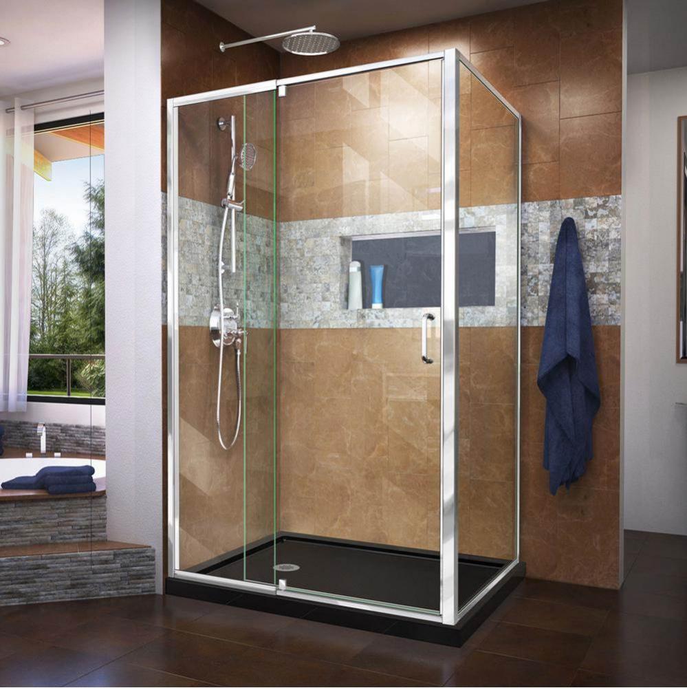 DreamLine Flex 36 in. D x 48 in. W x 74 3/4 in. H Semi-Frameless Pivot Shower Enclosure in Chrome