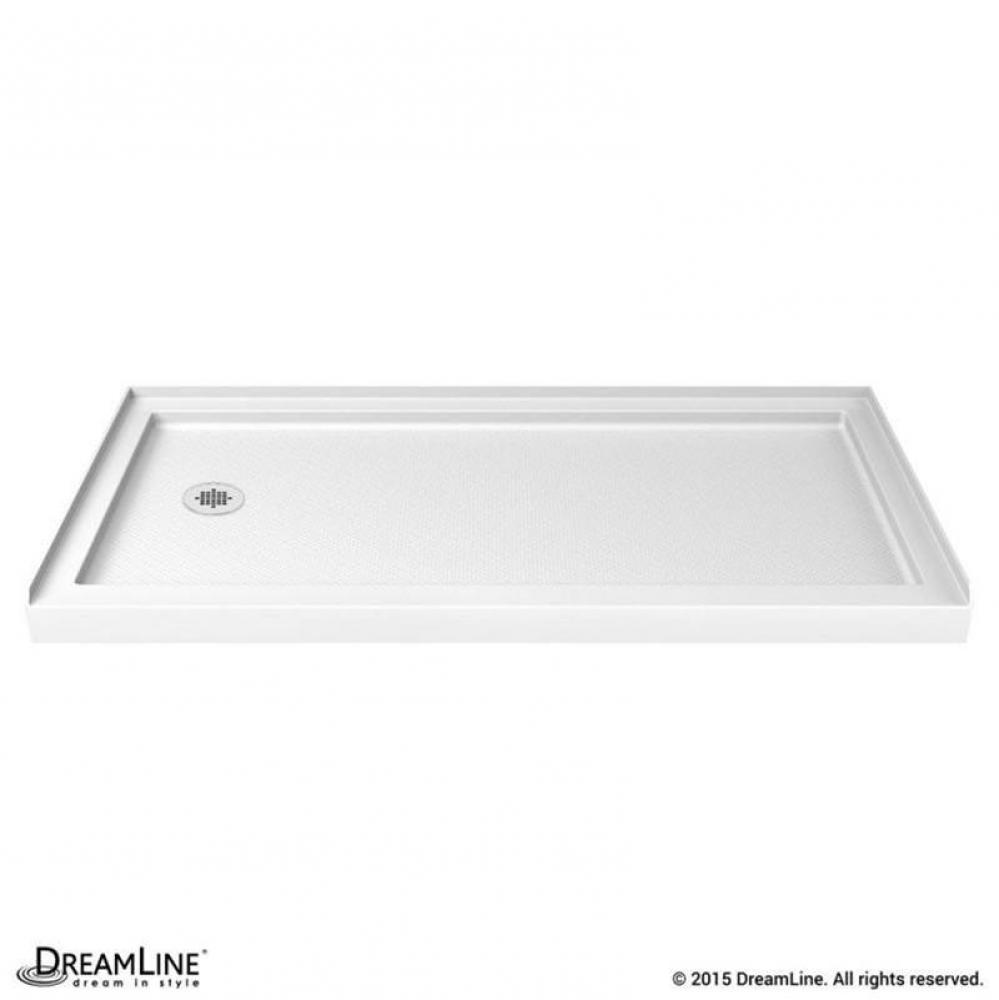 DreamLine SlimLine 30 in. D x 60 in. W x 2 3/4 in. H Left Drain Single Threshold Shower Base in Wh