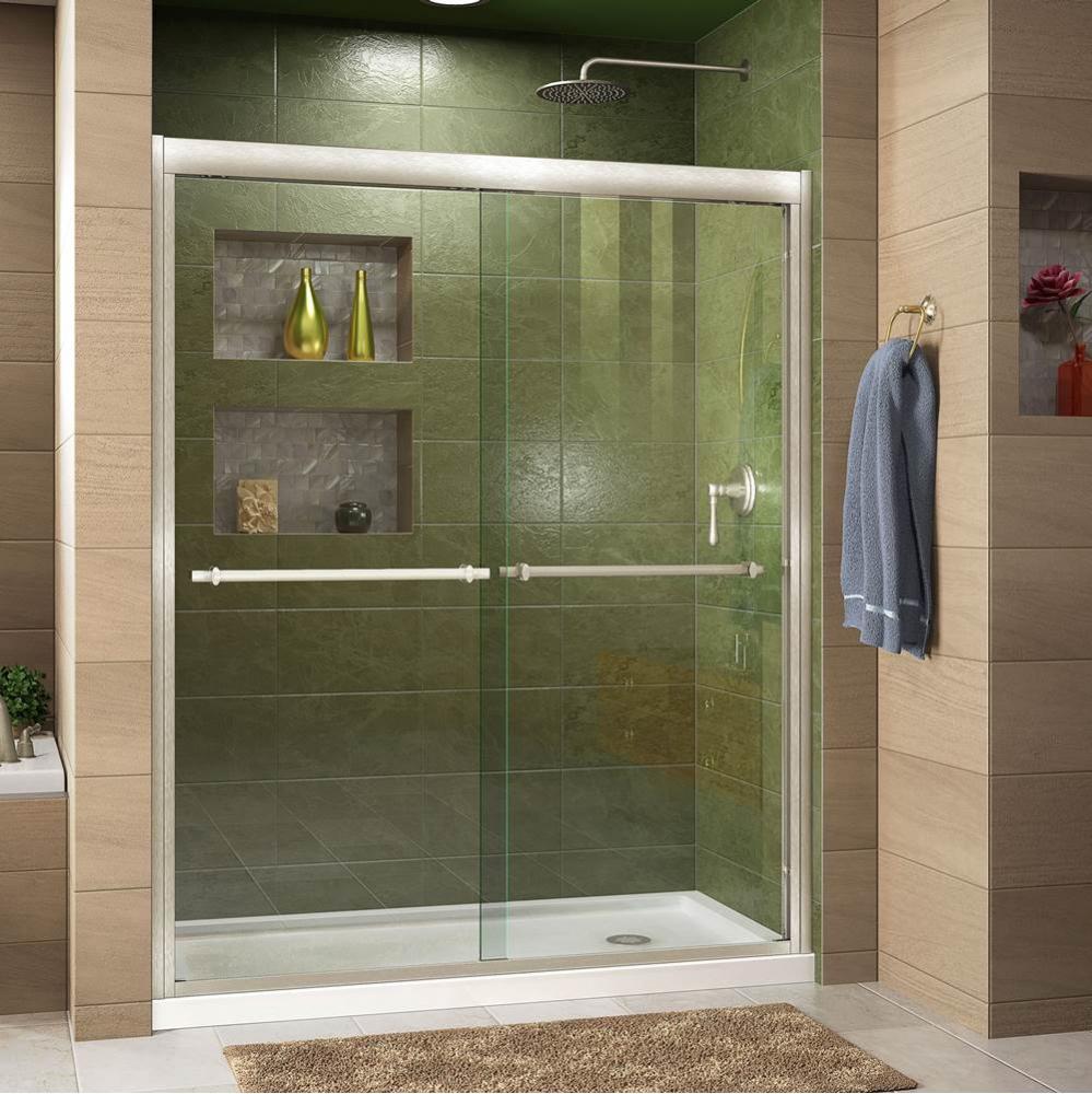 DreamLine Duet 30 in. D x 60 in. W x 74 3/4 in. H Bypass Shower Door in Brushed Nickel with Right