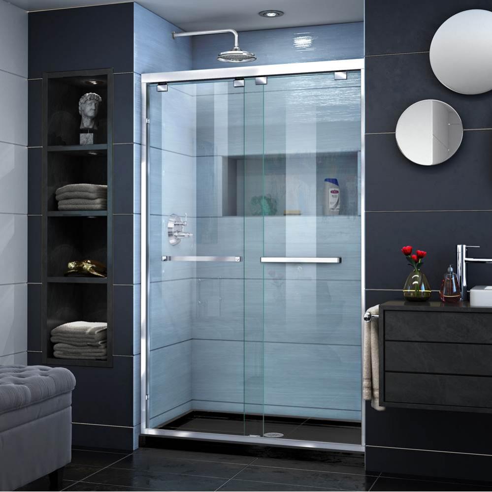 DreamLine Encore 32 in. D x 48 in. W x 78 3/4 in. H Bypass Shower Door in Chrome and Center Drain