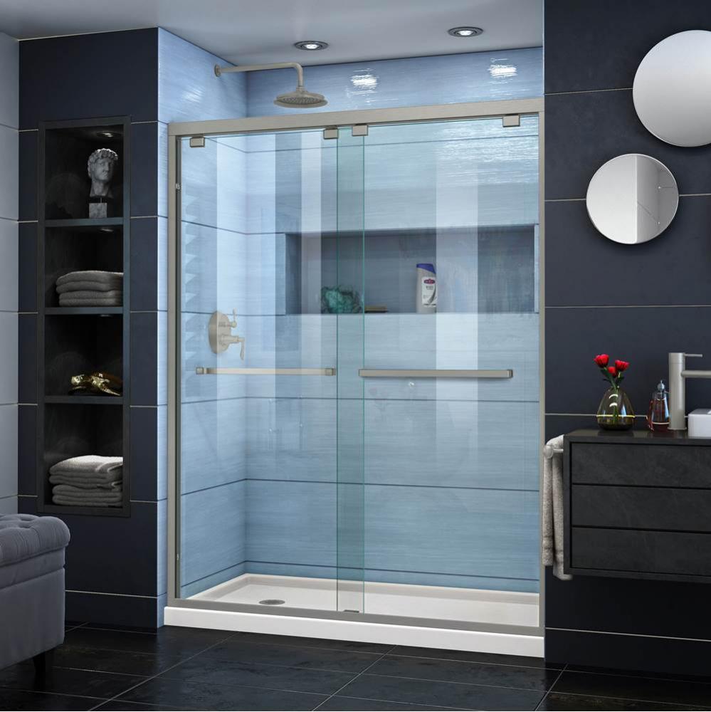 DreamLine Encore 30 in. D x 60 in. W x 78 3/4 in. H Bypass Shower Door in Brushed Nickel and Left