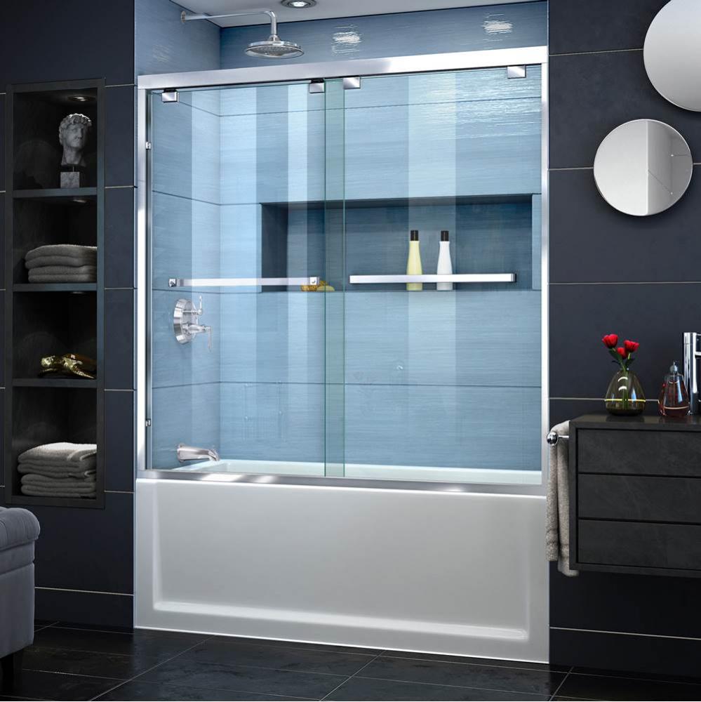 DreamLine Encore 56-60 in. W x 58 in. H Semi-Frameless Bypass Tub Door in Chrome
