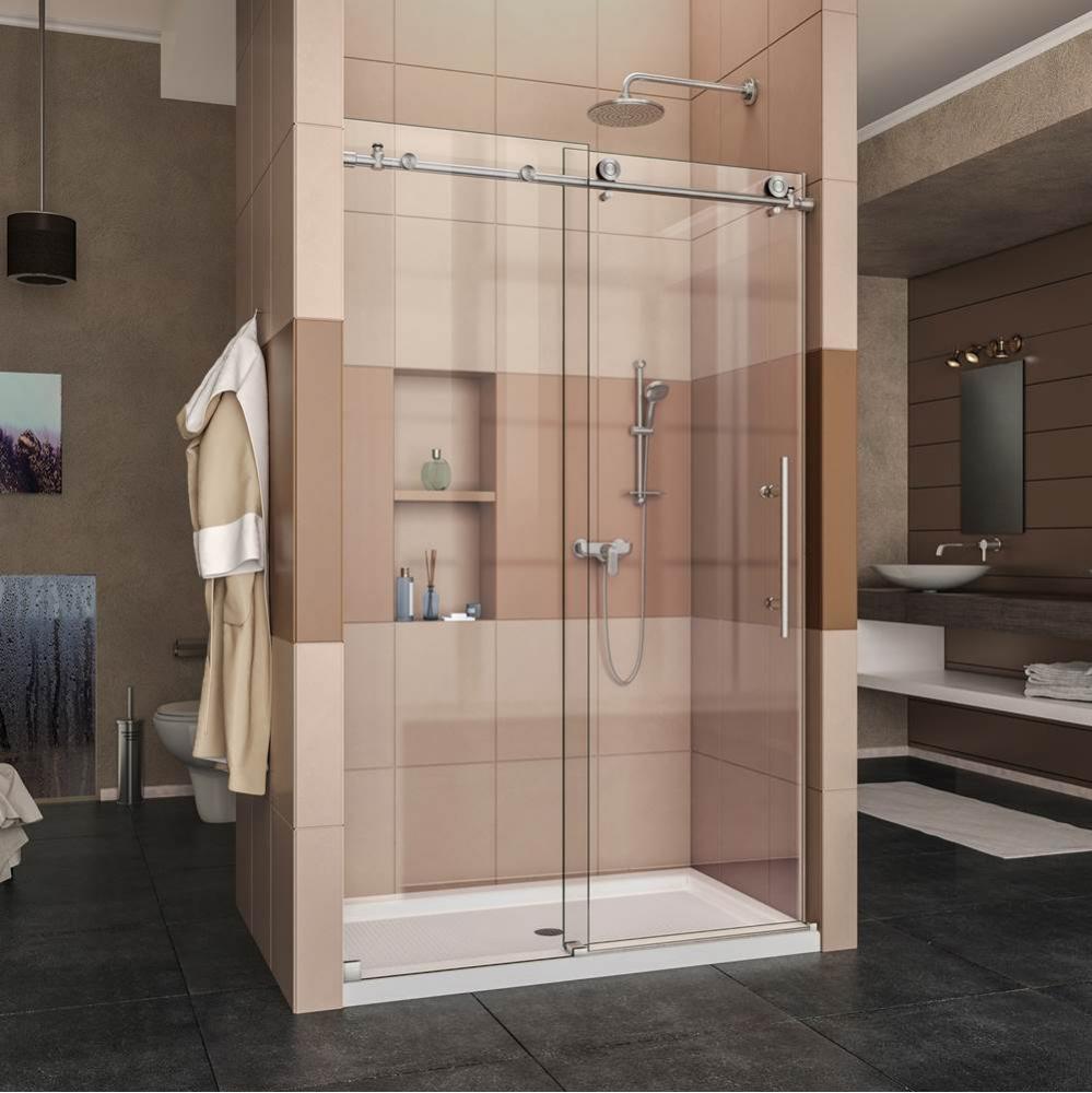 DreamLine Enigma-X 44-48 in. W x 76 in. H Fully Frameless Sliding Shower Door in Brushed Stainless