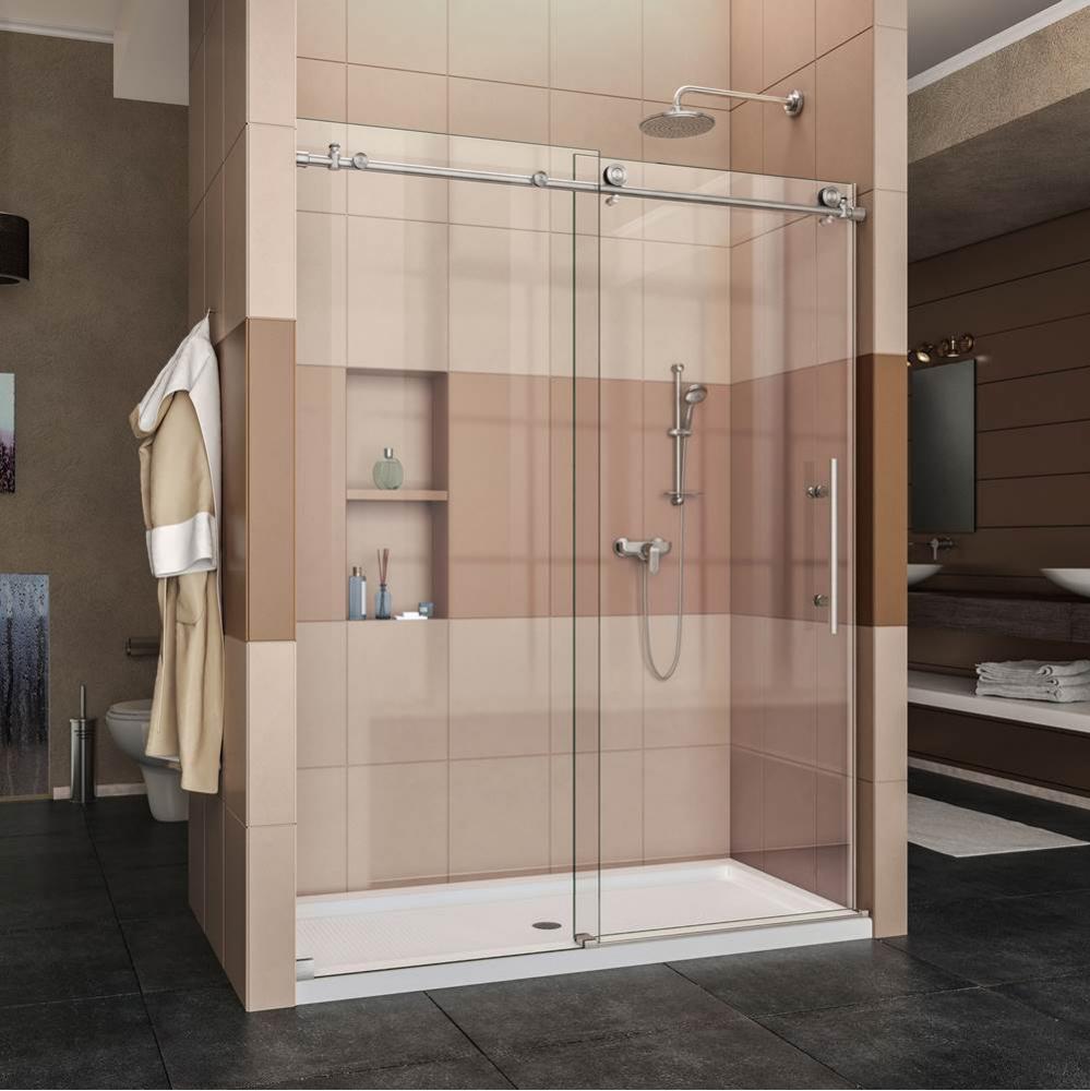 DreamLine Enigma-X 56-60 in. W x 76 in. H Fully Frameless Sliding Shower Door in Brushed Stainless
