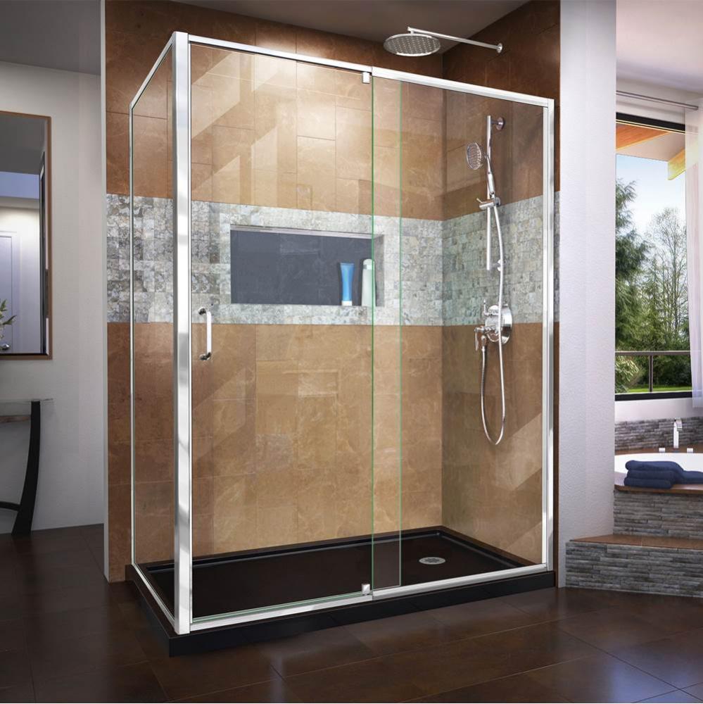 DreamLine Flex 36 in. D x 60 in. W x 74 3/4 in. H Semi-Frameless Pivot Shower Enclosure in Chrome