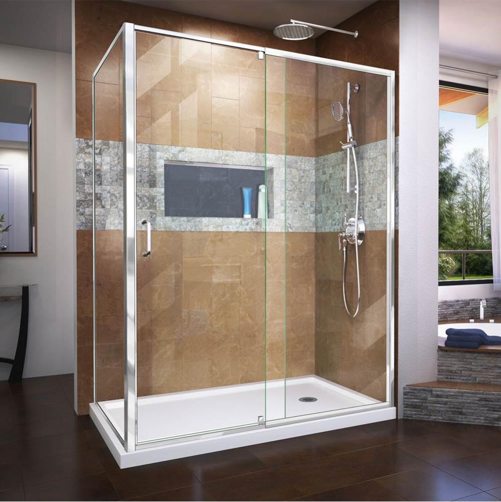 DreamLine Flex 34 1/2 in. D x 56-60 in. W x 72 in. H Semi-Frameless Pivot Shower Enclosure in Chro