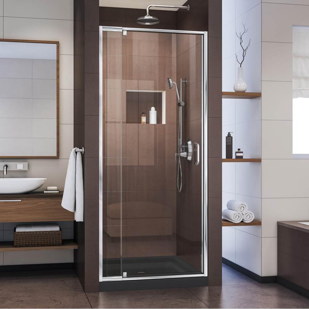 DreamLine Flex 36 in. D x 36 in. W x 74 3/4 in. H Semi-Frameless Pivot Shower Door in Chrome with