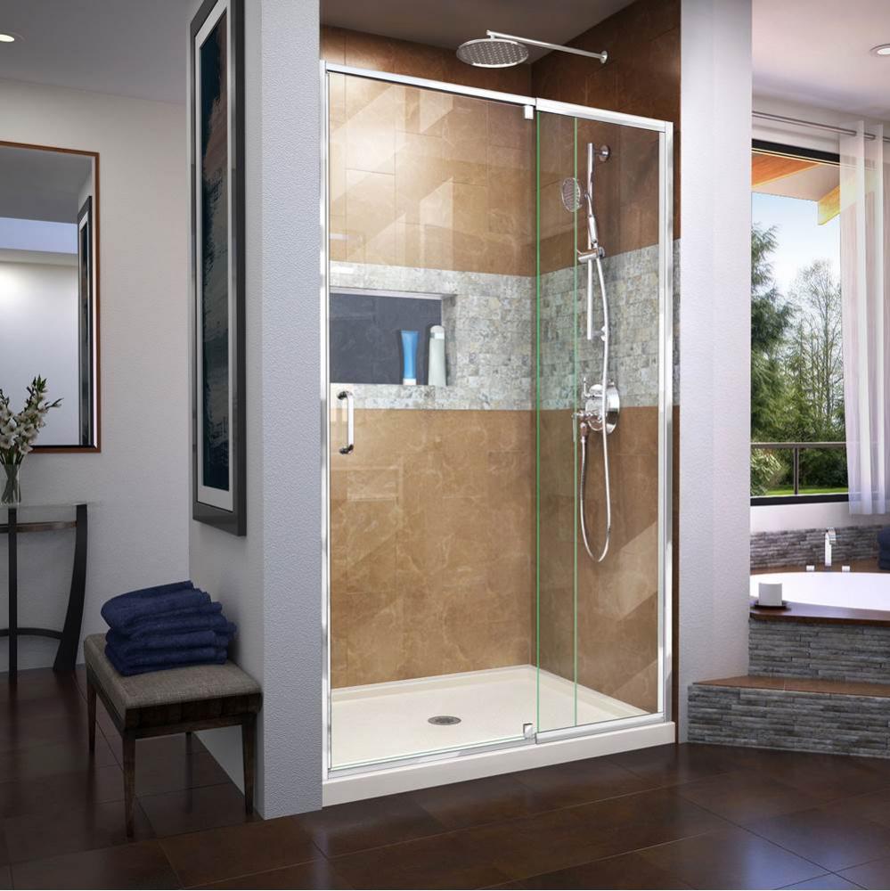 DreamLine Flex 34 in. D x 42 in. W x 74 3/4 in. H Semi-Frameless Pivot Shower Door in Chrome with