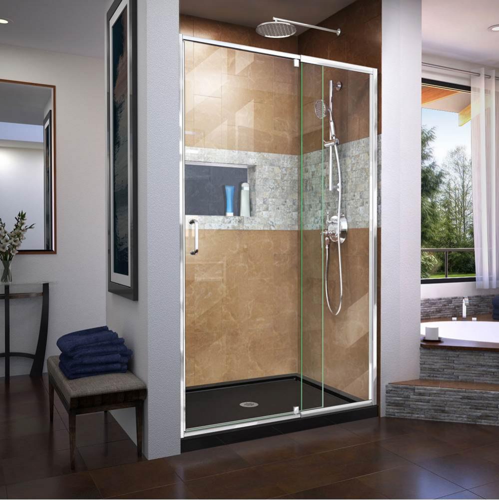 DreamLine Flex 36 in. D x 48 in. W x 74 3/4 in. H Semi-Frameless Pivot Shower Door in Chrome with