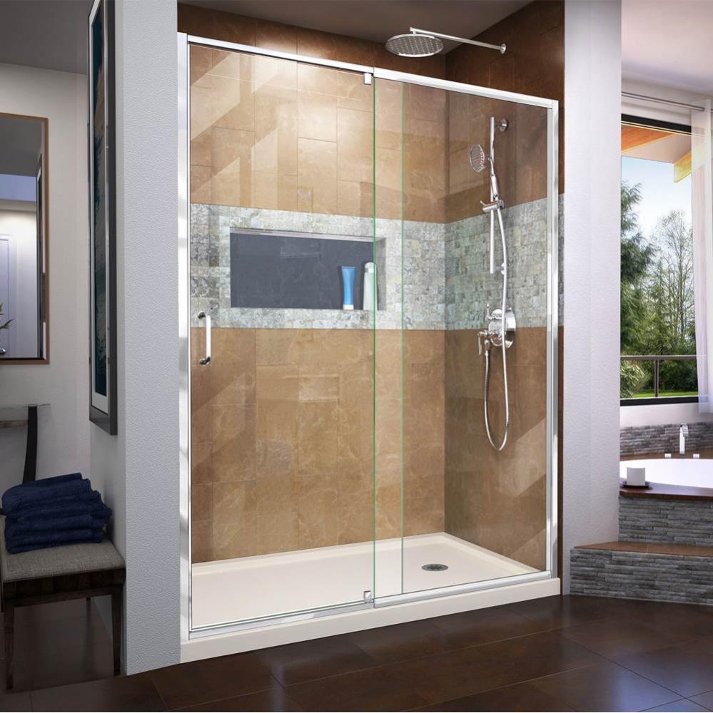 DreamLine Flex 30 in. D x 60 in. W x 74 3/4 in. H Semi-Frameless Pivot Shower Door in Chrome with