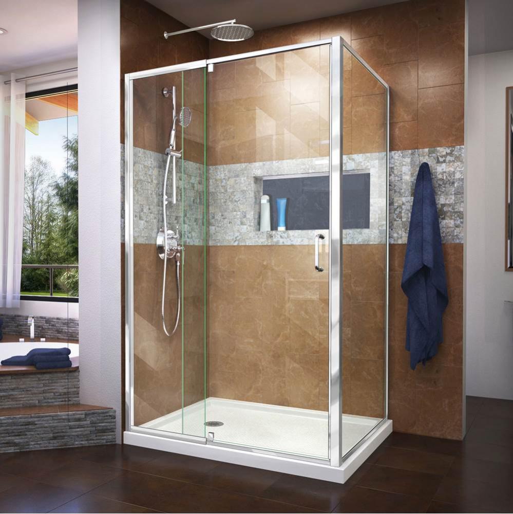 DreamLine Flex 36 in. D x 48 in. W x 74 3/4 in. H Semi-Frameless Pivot Shower Enclosure in Chrome