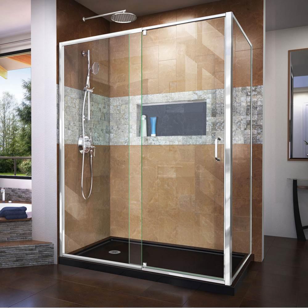 DreamLine Flex 36 in. D x 60 in. W x 74 3/4 in. H Semi-Frameless Pivot Shower Enclosure in Chrome