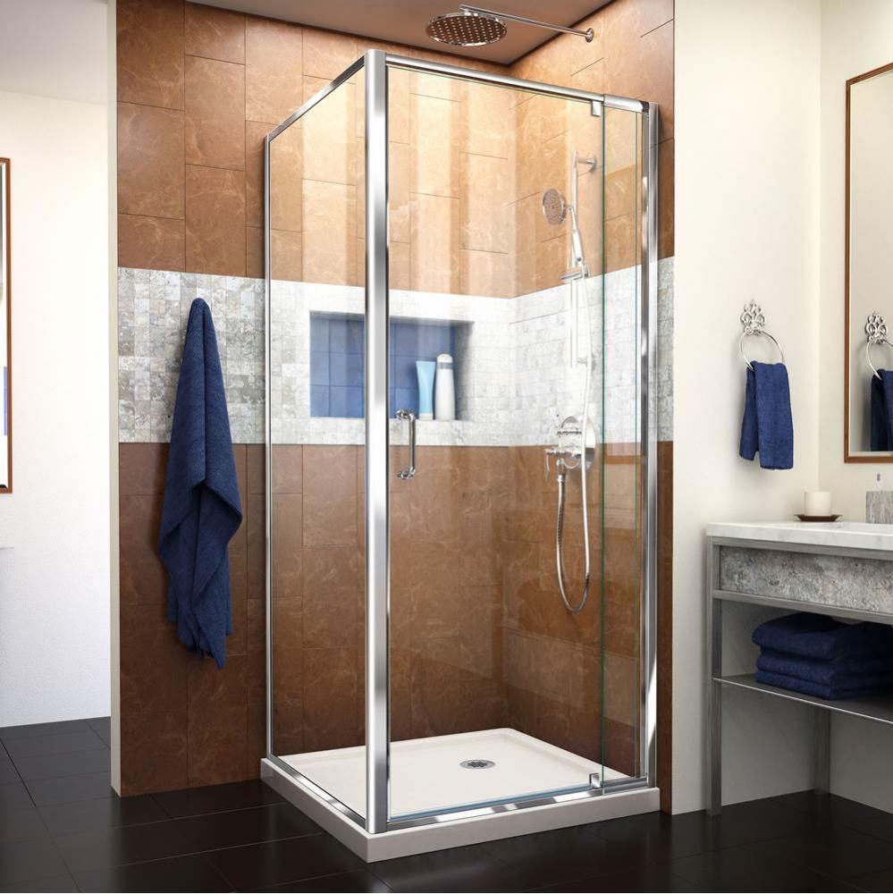 DreamLine Flex 36 in. D x 36 in. W x 74 3/4 in. H Semi-Frameless Pivot Shower Enclosure in Chrome