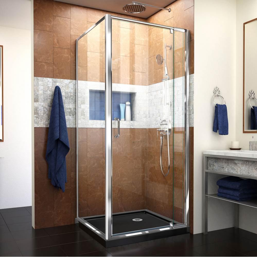 DreamLine Flex 32 in. D x 32 in. W x 74 3/4 in. H Semi-Frameless Pivot Shower Enclosure in Chrome