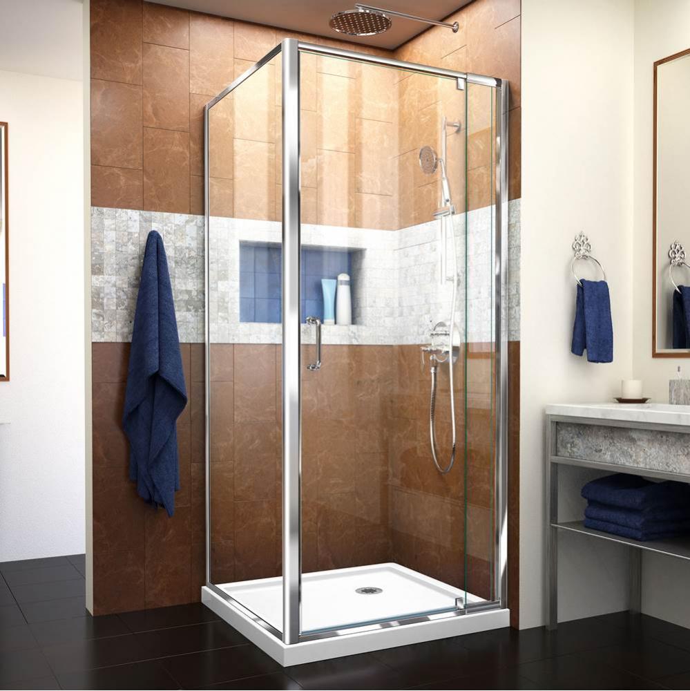 DreamLine Flex 36 in. D x 36 in. W x 74 3/4 in. H Semi-Frameless Pivot Shower Enclosure in Chrome