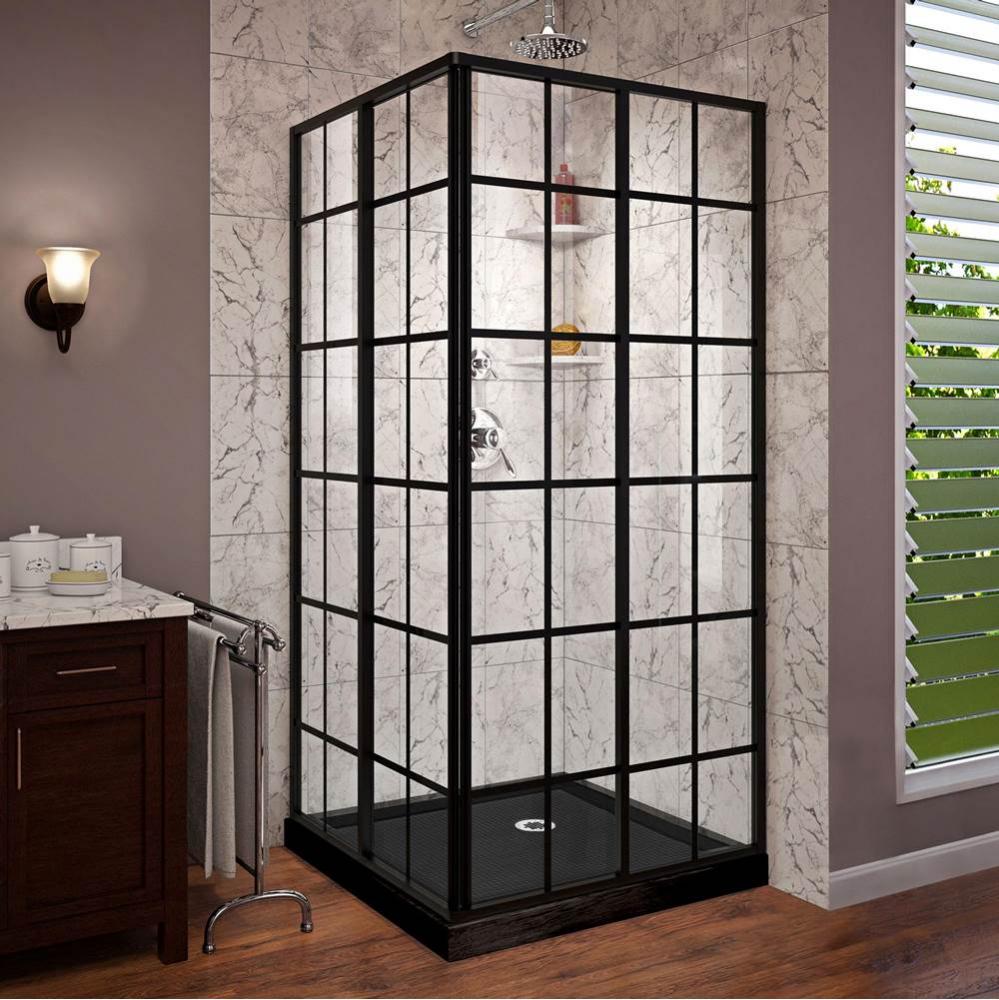DreamLine French Corner 42 in. D x 42 in. W x 74 3/4 in. H Framed Sliding Shower Enclosure in Sati