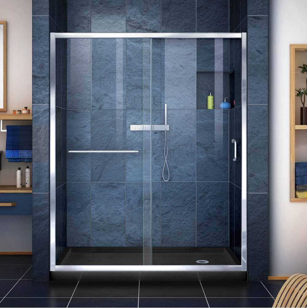 DreamLine Infinity-Z 36 in. D x 60 in. W x 74 3/4 in. H Clear Sliding Shower Door in Chrome and Ri