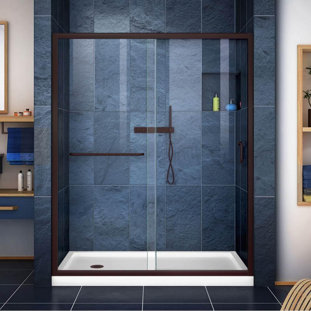 DreamLine Infinity-Z 36 in. D x 60 in. W x 74 3/4 in. H Clear Sliding Shower Door in Oil Rubbed Br