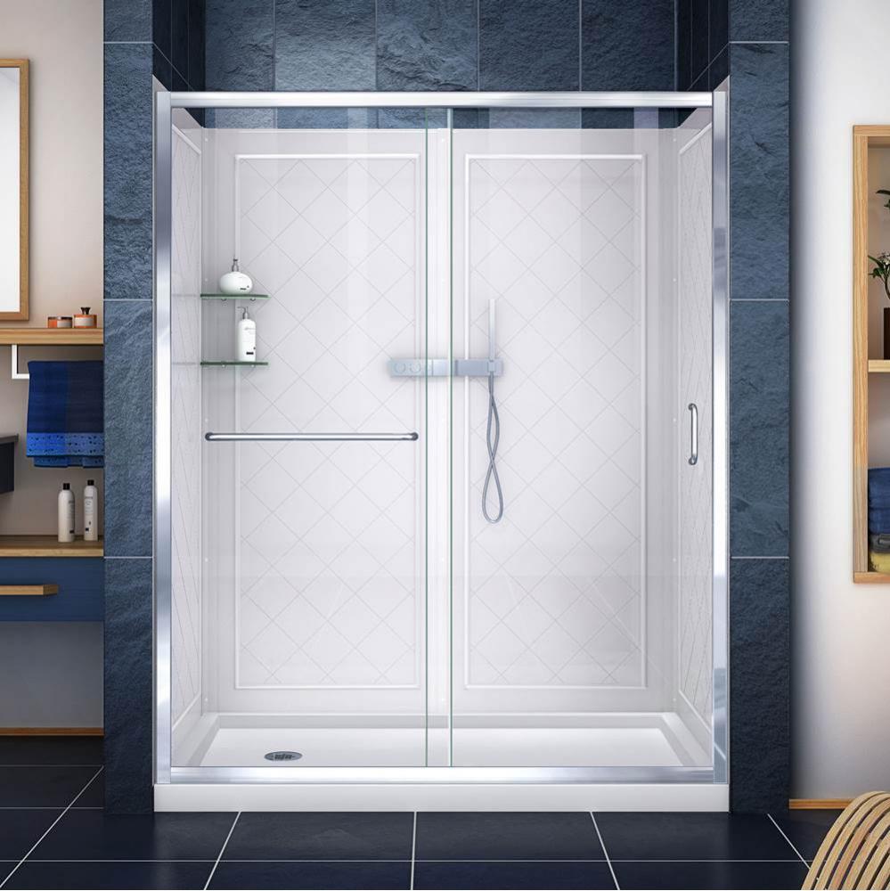 DreamLine Infinity-Z 36 in. D x 60 in. W x 76 3/4 in. H Sliding Shower Door in Chrome, Left Drain
