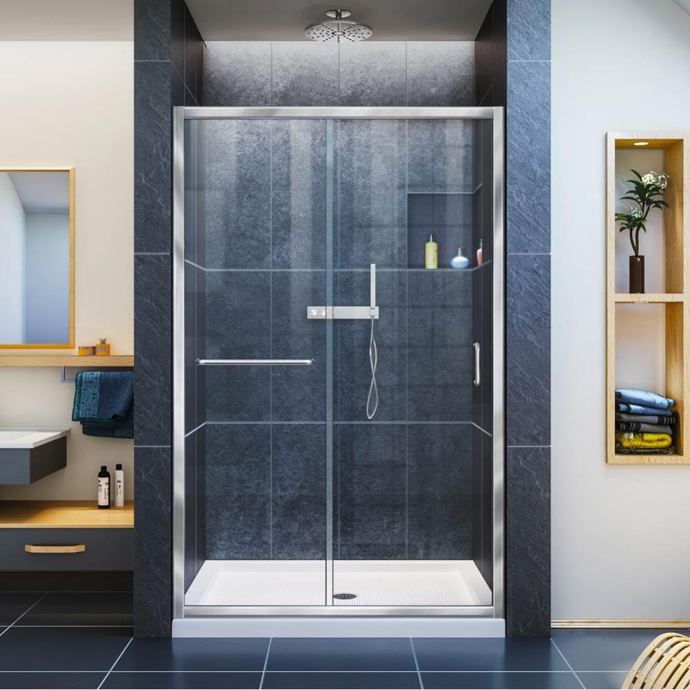 DreamLine Infinity-Z 44-48 in. W x 72 in. H Semi-Frameless Sliding Shower Door, Clear Glass in Chr