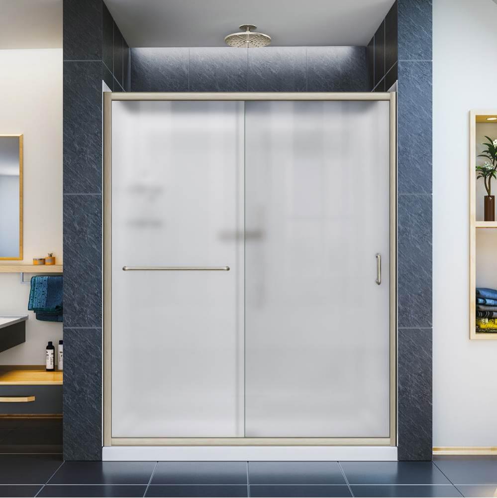 DreamLine Infinity-Z 34 in. D x 60 in. W x 76 3/4 in. H Sliding Shower Door in Brushed Nickel, Cen