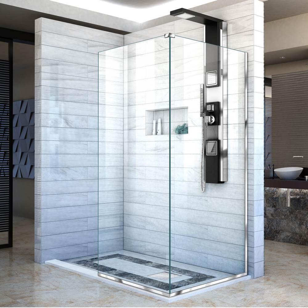 DreamLine Linea Two Adjacent Frameless Shower Screens 30 in. W x 72 in. H each, Open Entry Design
