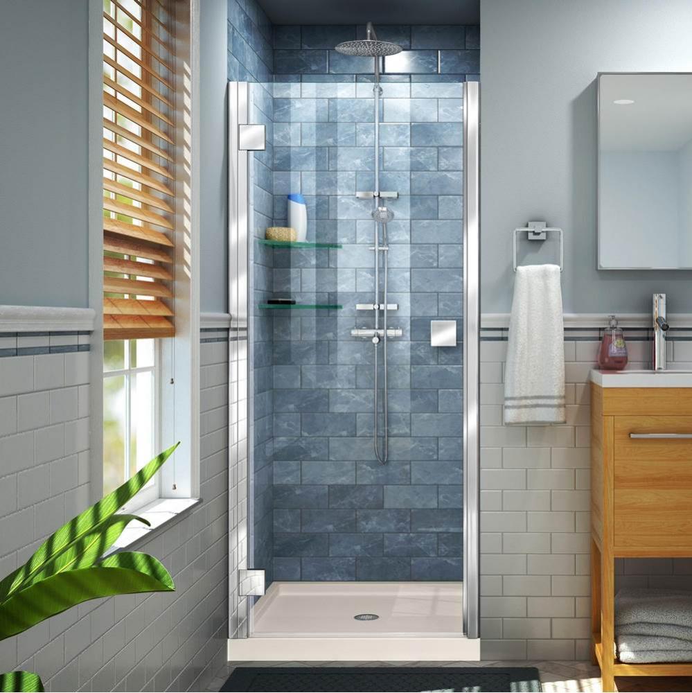 DreamLine Lumen 42 in. D x 42 in. W by 74 3/4 in. H Hinged Shower Door in Chrome with Biscuit Acry