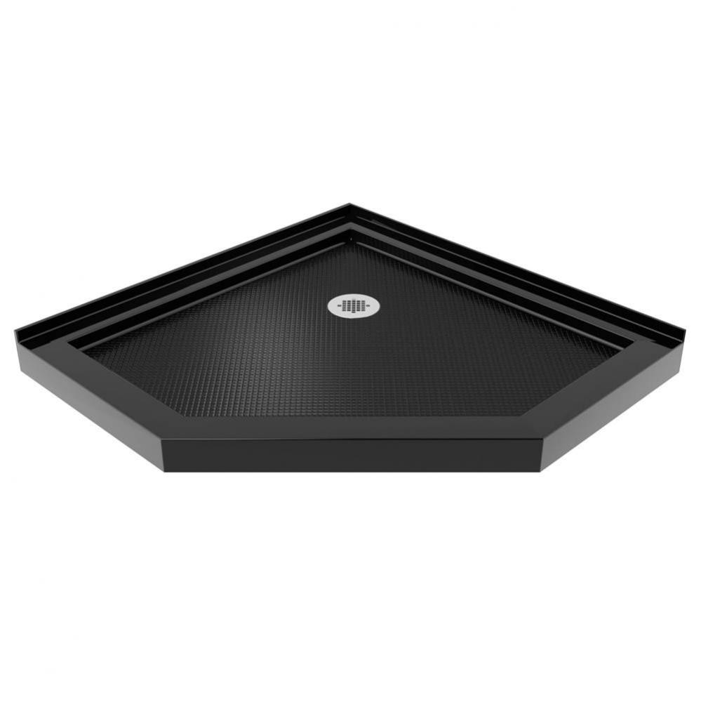 DreamLine SlimLine 38 in. D x 38 in. W x 2 3/4 in. H Corner Drain Neo-Angle Shower Base in Black